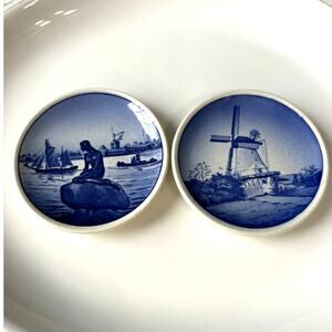 Denmark Mini Plate Set Langelinie /Dybbol Molle Blue/White Souvenir Plates